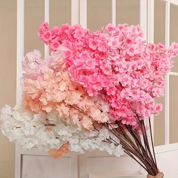 Fiore di ciliegio artificiale Rosa Bianco Ciliegio Fiore di seta Ciliegio primaverile Arco bonsai fai da te Puntelli da sposa Decorazione della casa 1