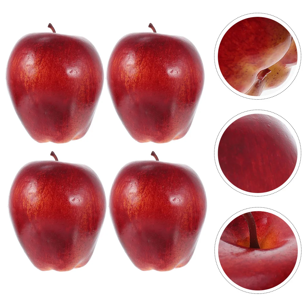 6 Pcs Fake Apples Ornament Faux Simulation Red Snake Fruit Model Artificial artificial fruits and vegetables
