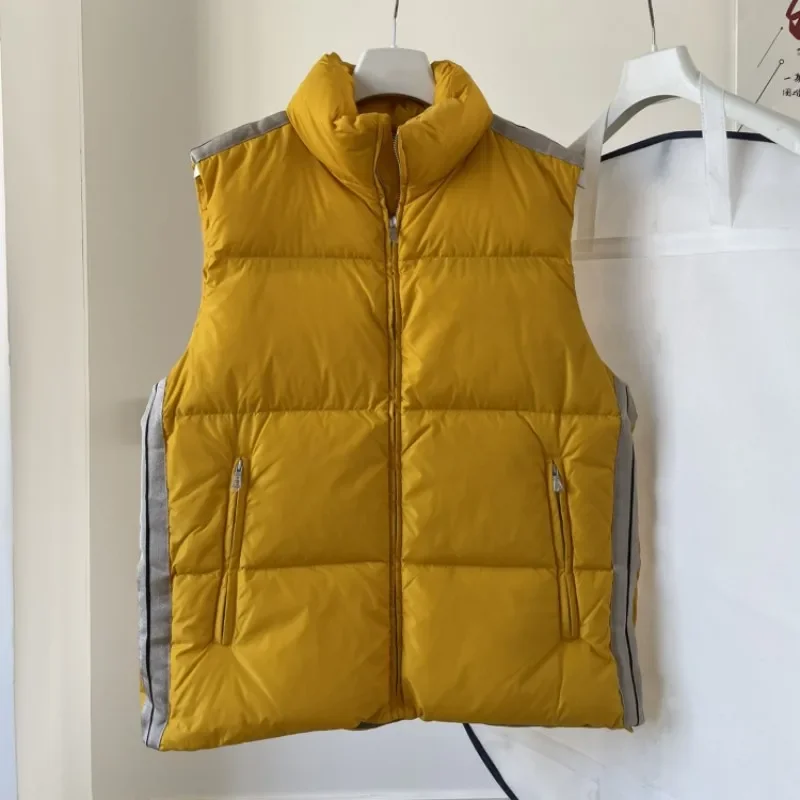

MC Men's Stand Collar Zipper Down Jacket Vest Autumn Winter New Coat Y2K Black Tops Design High Quality Casual Warm Coat Women