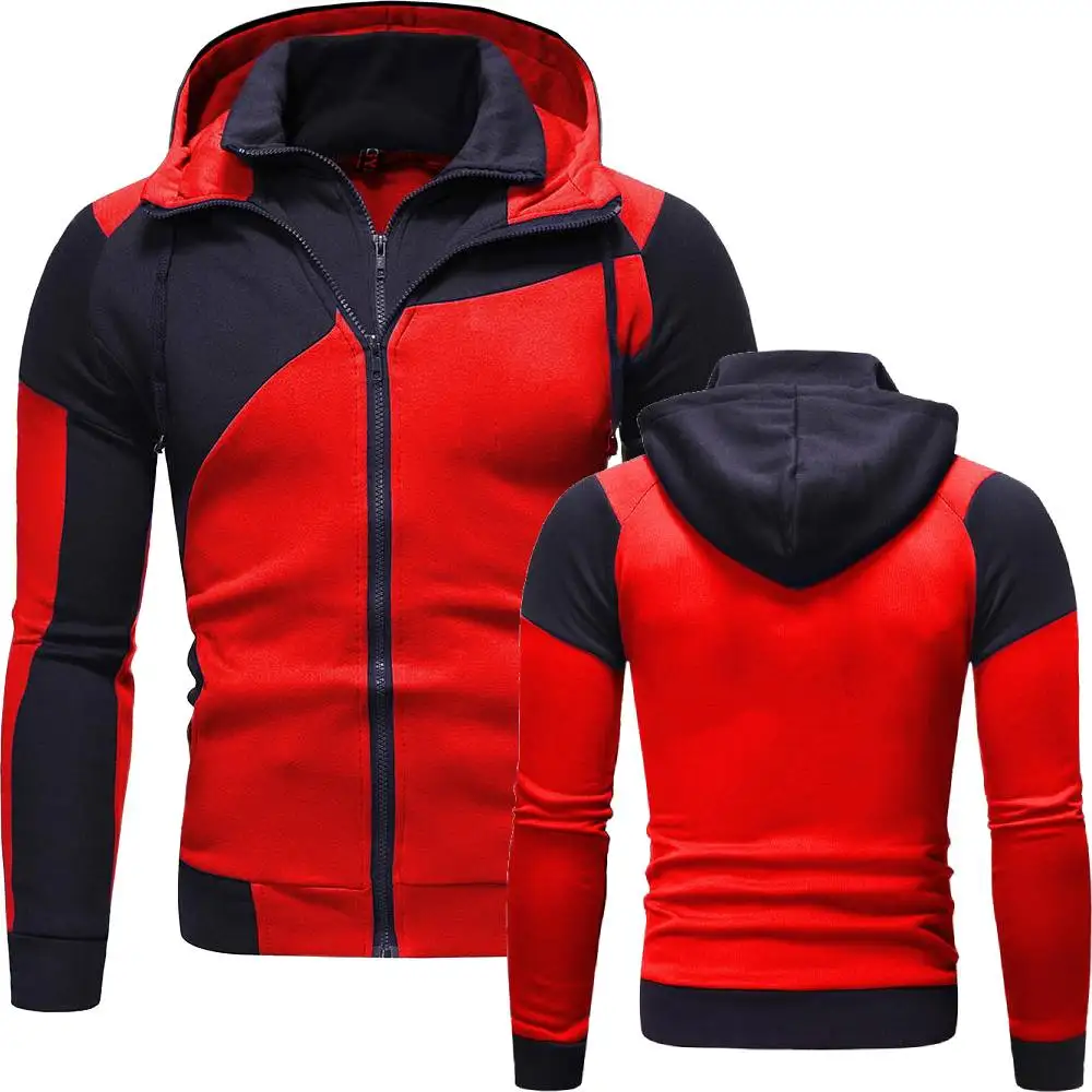 

Men Hoody Cardigan Men Hooded Pullover For Male Jacket Men Hoodies Sweatshirts Casual Patchwork Double Zipper Hoodie Sweatshirt