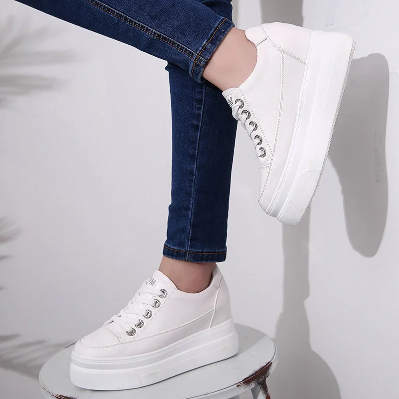 Fashion White Platform Sneakers New Autumn Women Shoes For Woman Casual Shoes Wild Platform Heels Female Leisure Women Sneakers