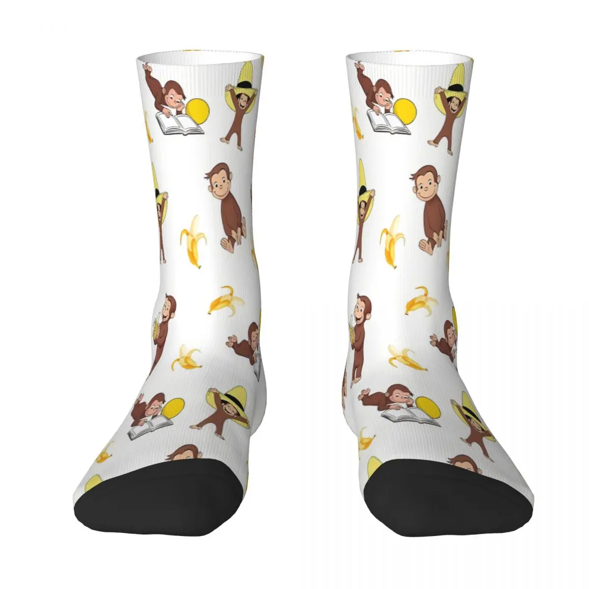 

George The Curious Monkey Cartoon For Kids Pack Animal Sock Socks Men Women Polyester Stockings Customizable Hip Hop