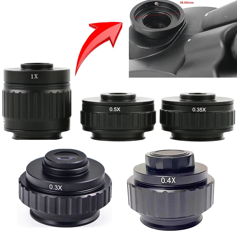 Microscope Adapter 0.3X 0.35X 0.4X 0.5X 1X C Mount Lens Focus Adjustable Camera For Trinocular Stereo Microscope 38MM Interface
