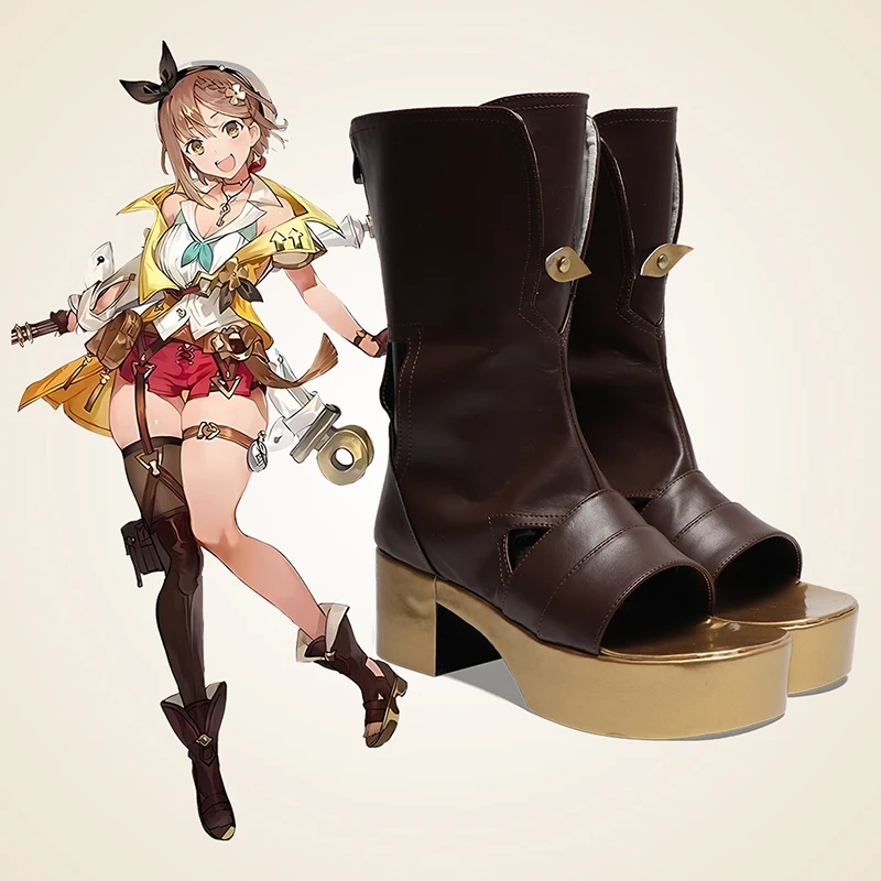 Atelier Ryza 2 Lost Legends & The Secret Fairy Reisalin Stout Shoes Stivali Unisex Universali In Pelle
