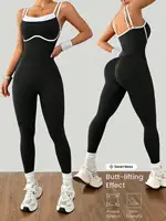 Women's Quick-Dry Fitness Yoga Bodysuit Tight Outdoor Sports One-Piece Comfortable Yoga Top for Active Wear
