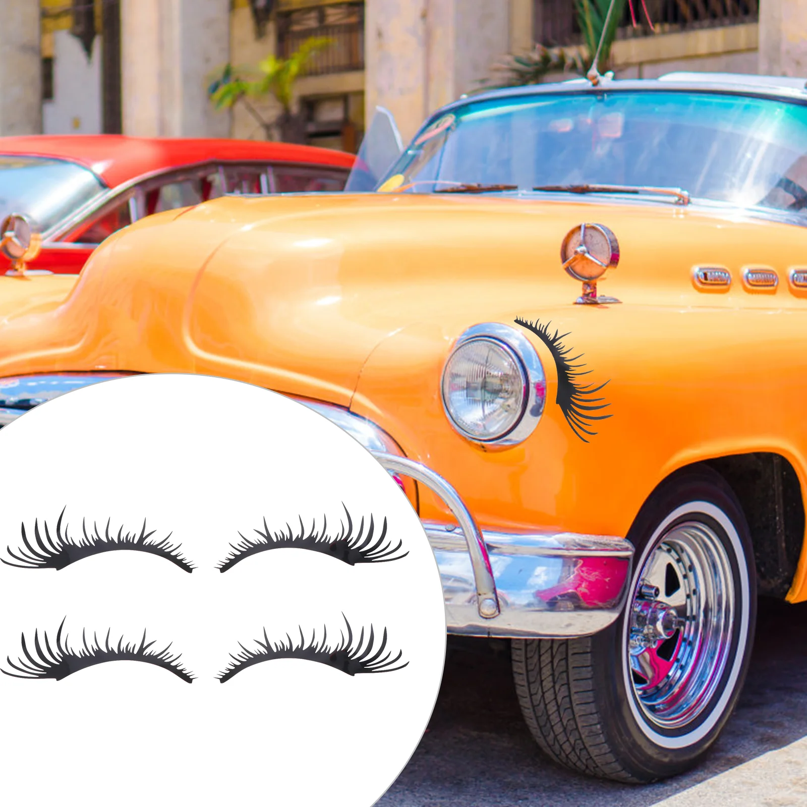 

2 Pairs Eyelashes Eyebrow Car Headlight Stickers Body Sticker Decals Car Door Blocked Scratches Vinyl Graphic Car Decoration