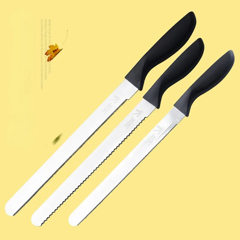 Baking Tool Baking Accessories Baking Spatula Bread Cutter 10/12 Inches Bread Knife Spatula Plastic Handle Stainless Steel Serrated Cake Cream Toast Slicer Baking Tool