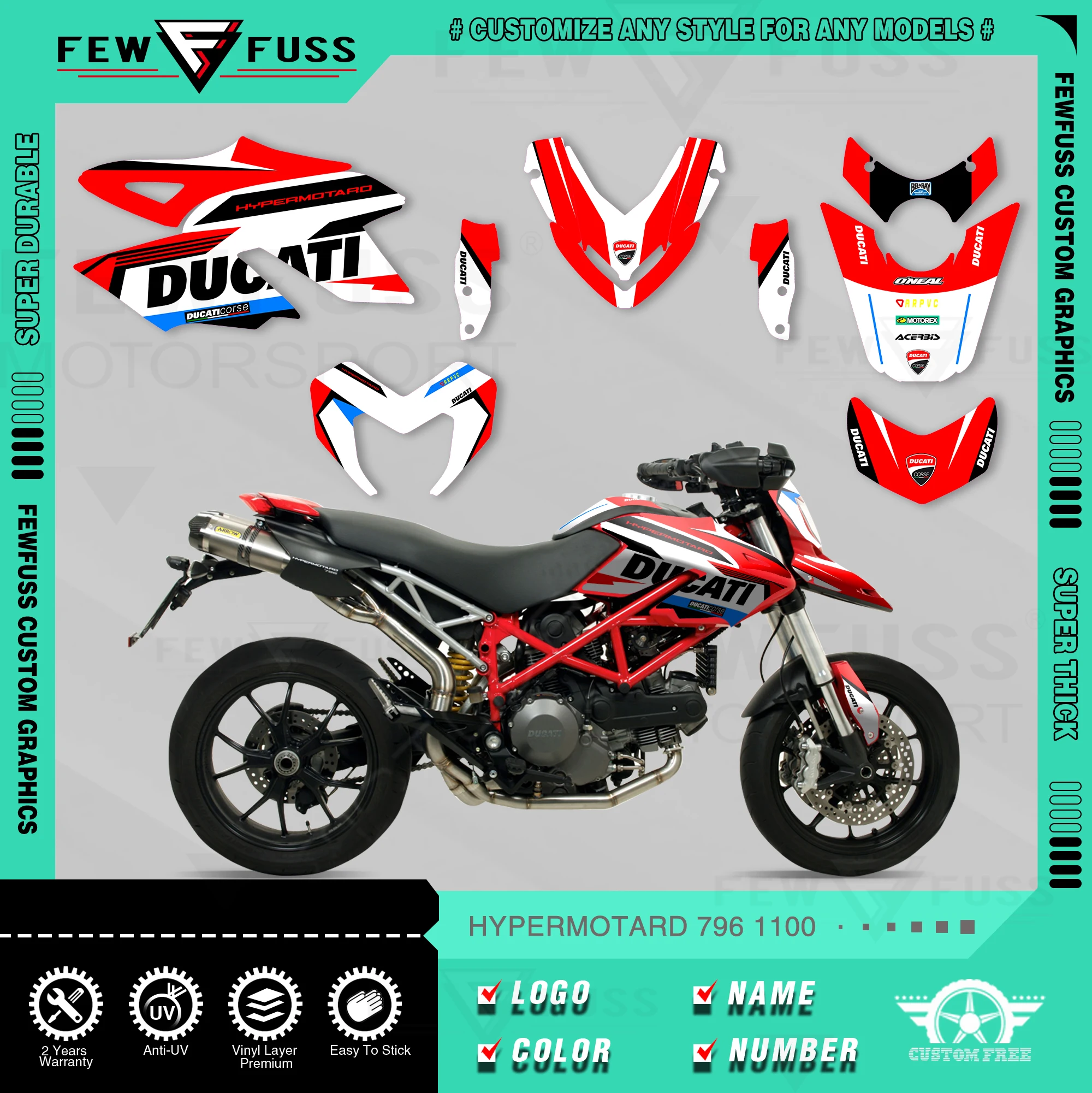 Fewfuss New Team Motorcycle Graphics Sticker Kit Background Decals For