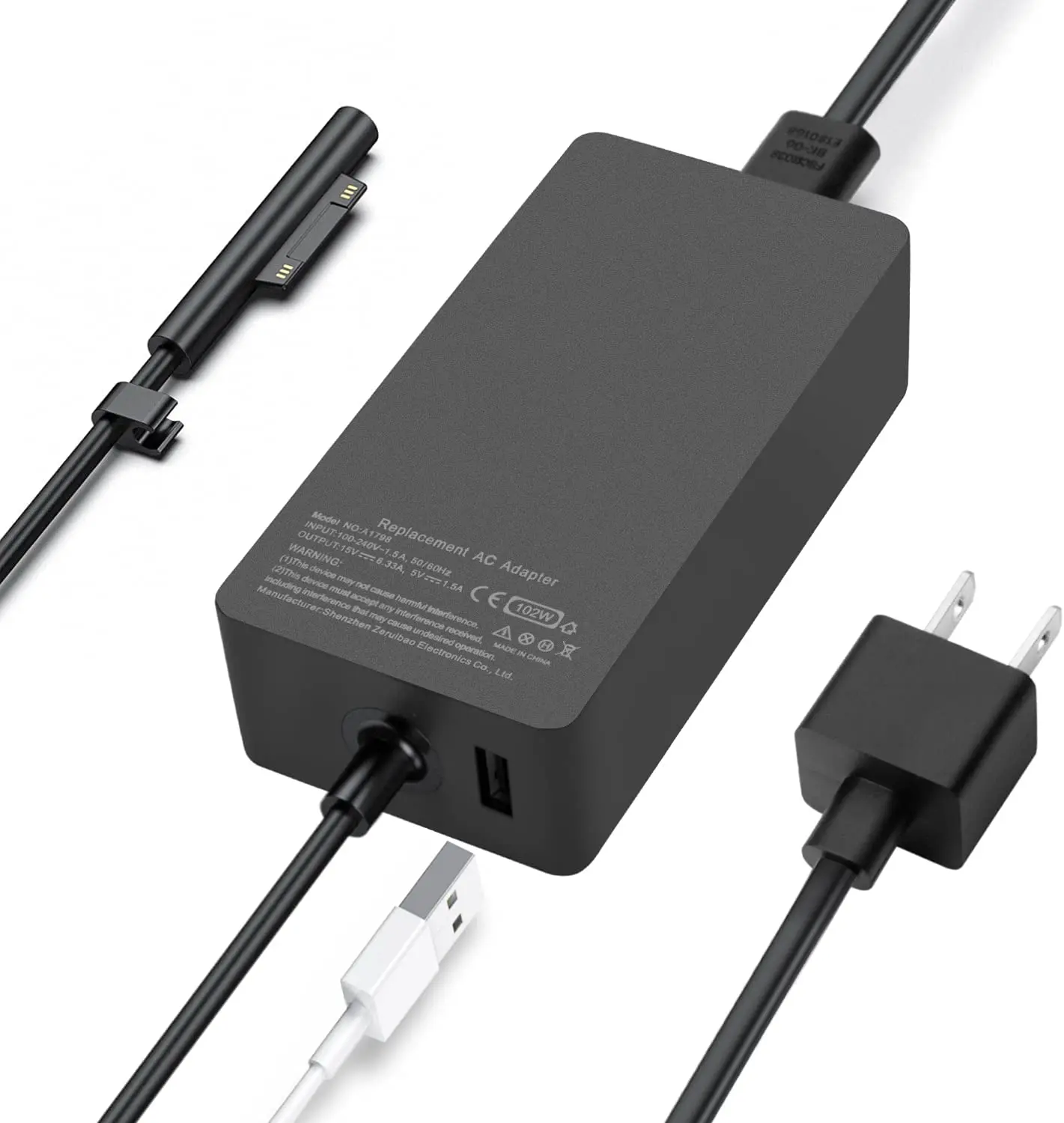 For Microsoft Surface Book 2/3 1798 Charger 102W 15V 6.33A Surface Laptop4/3/2 Go3/2/1 Pro9/8/7/6/5/4/X Power Adapter Supply 2