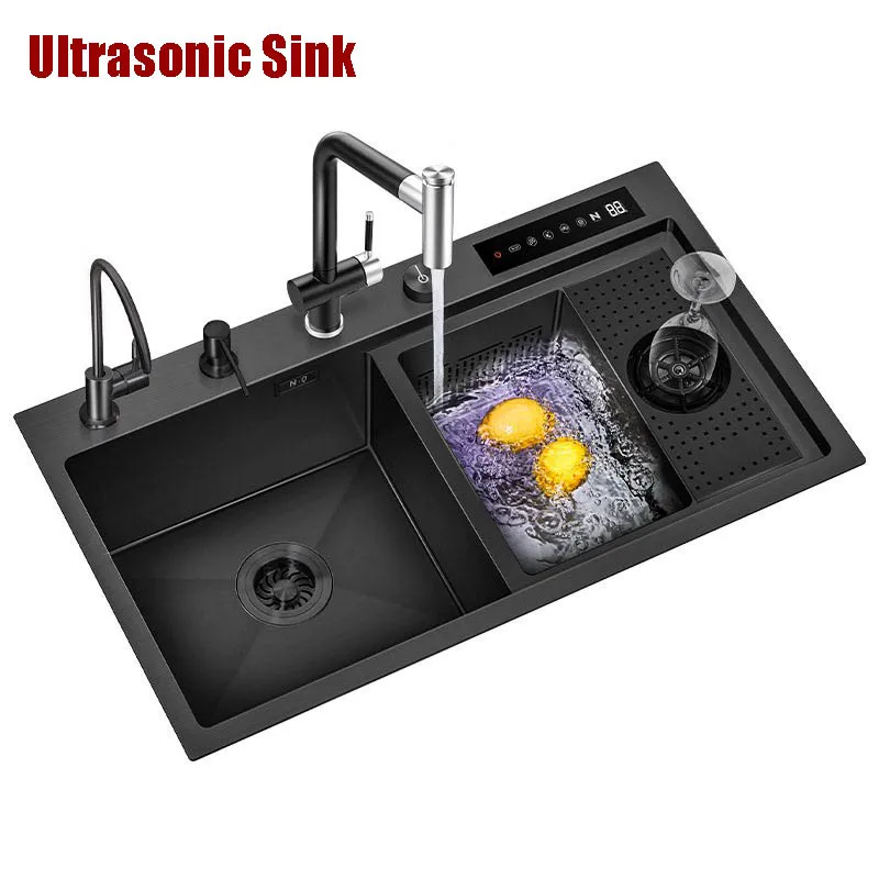 

Intelligent Kitchen Black Sink 304 Stainless Steel Vegetable Sink Ultrasonic Sink Dishwasher Fruit and Vegetable Washing Machine