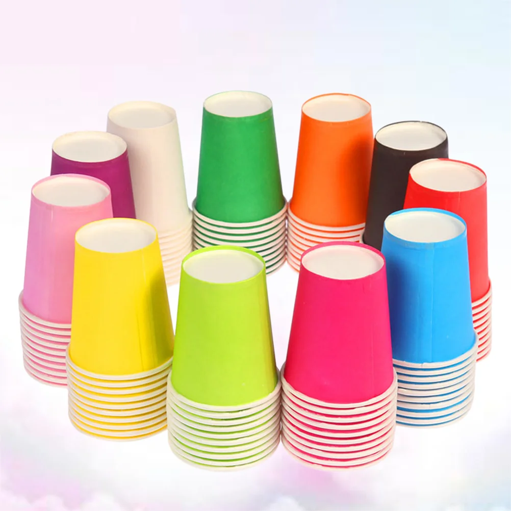 100 Pcs Disposable Cups Plastic Paper for Coffee Black Party Cardboard Drinking DIY