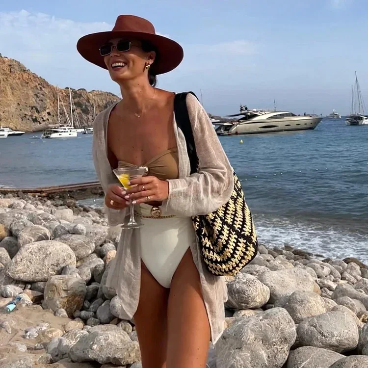 2024 Golden Buttons One Piece Swimsuit and Sarong Vacation Swimwear  Summer Women Beachwear Bathing Suit Bikini Set