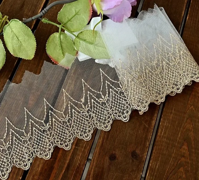 5Yard/Lot Farben Mesh Stoff Stickerei Spitzen besatz 9cm breite DIY Halskette hand gefertigte Lolita Kleidung Kleid Näh zubehör – Detail 12