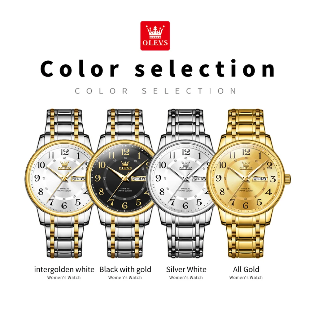 OLEVS Luxury Watches For Man Waterproof Luminous Date Week Men's Watch Stainless Steel Men Quartz Watches High Quality Clocks