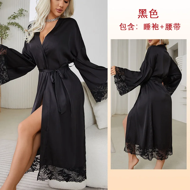 Long Birde Wedding Robe Dress White Kimono Lady Loose Sleepwear Sexy Lace Sleeve Bathrobe Nightwear Rayon Peignoirs