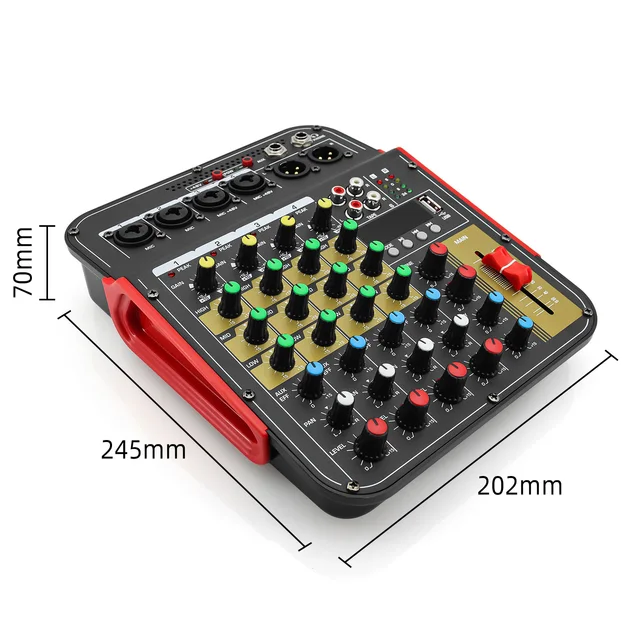 6-Channel Audio Mixer Outdoor Conference Audio USB Bluetooth-compatible Reverb Audio processor Sing Live with Sound Card Mixers 6