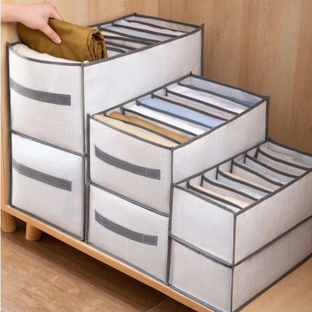 Caja de almacenamiento de organización de Jeans, organizador de armario,  sistema de organización de ropa, organizadores de cajones, organizador de  almacenamiento de pantalones - AliExpress