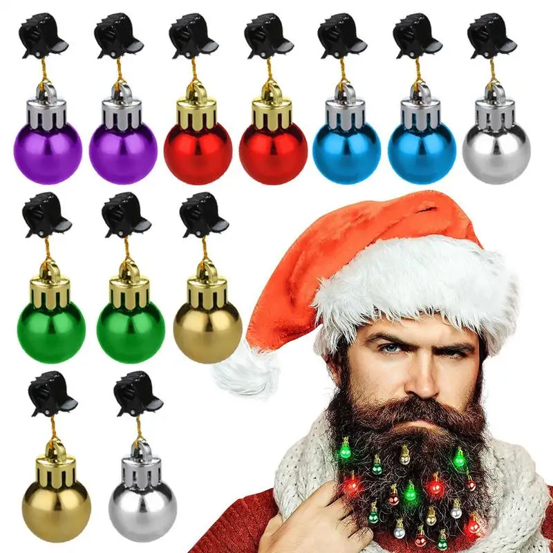 Christmas Beard Baubles Ornaments 12 Colors/set christmas beard ornaments Colorful Xmas Facial Decoration For Men New Year Holiday Party Supplies