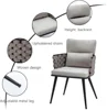 Mid-Century Modern Dining Chairs Set of 2, Handmade Woven Kitchen Chairs, Upholstered Velvet Dining Chairs with Metal Legs for 3