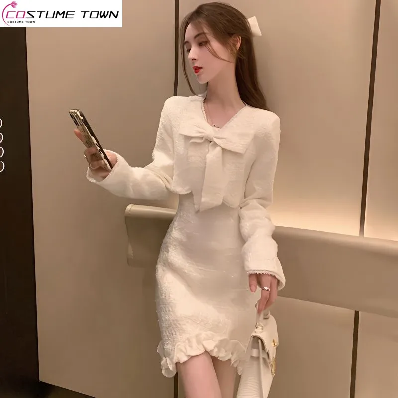 2023 Spring and Autumn Korean Edition New Fashionable Waist Slim Two Piece Set Advanced Style Charm Strap Dress Trend janevini autumn vintage bride wedding bouquet charm orange cream fleurs rose peonies artificial flowers bridal bouquets 2020