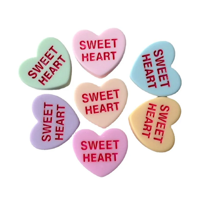 

20PCS New Style Resin Love Nail Art Decorations Kawaii Colorful Letter Peach Heart Nail Charms Ornament DIY Manicure Accessories