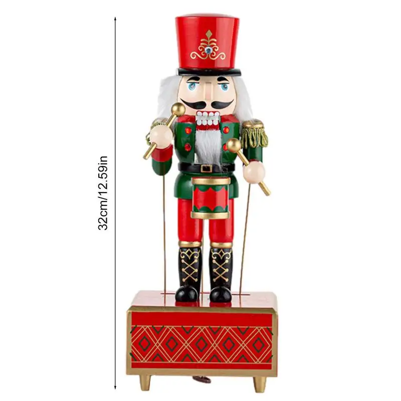 Christmas Ornaments Wooden Nutcracker Soldier Cartoon Character Music Box Home Tabletop Decoration Holiday Gifts 6