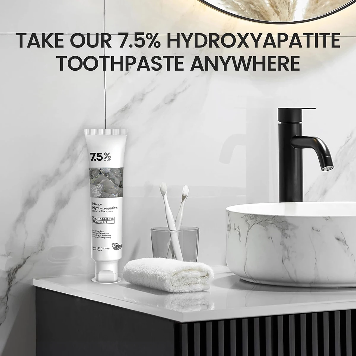 Nano hydroxyapatite fluoride free toothpaste for advanced enamel care teeth whitening brightening removing