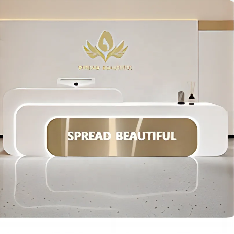 Modern Simple Company Reception Desk for Office Building Hotel Beauty Salon Milk Tea Shop Barber Shop Cashier Counter Made Wood