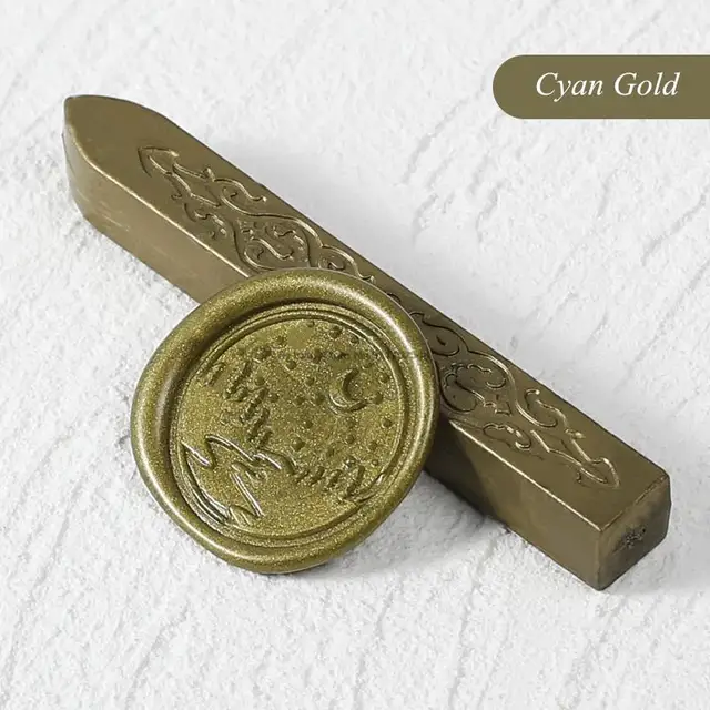 24 Colors Flower Seal Wax DIY Card Invitations Envelope Retro Wax Seal Stamp Wax Seal Magic Arrow Pattern Wax Stick With Wick Cyan Gold