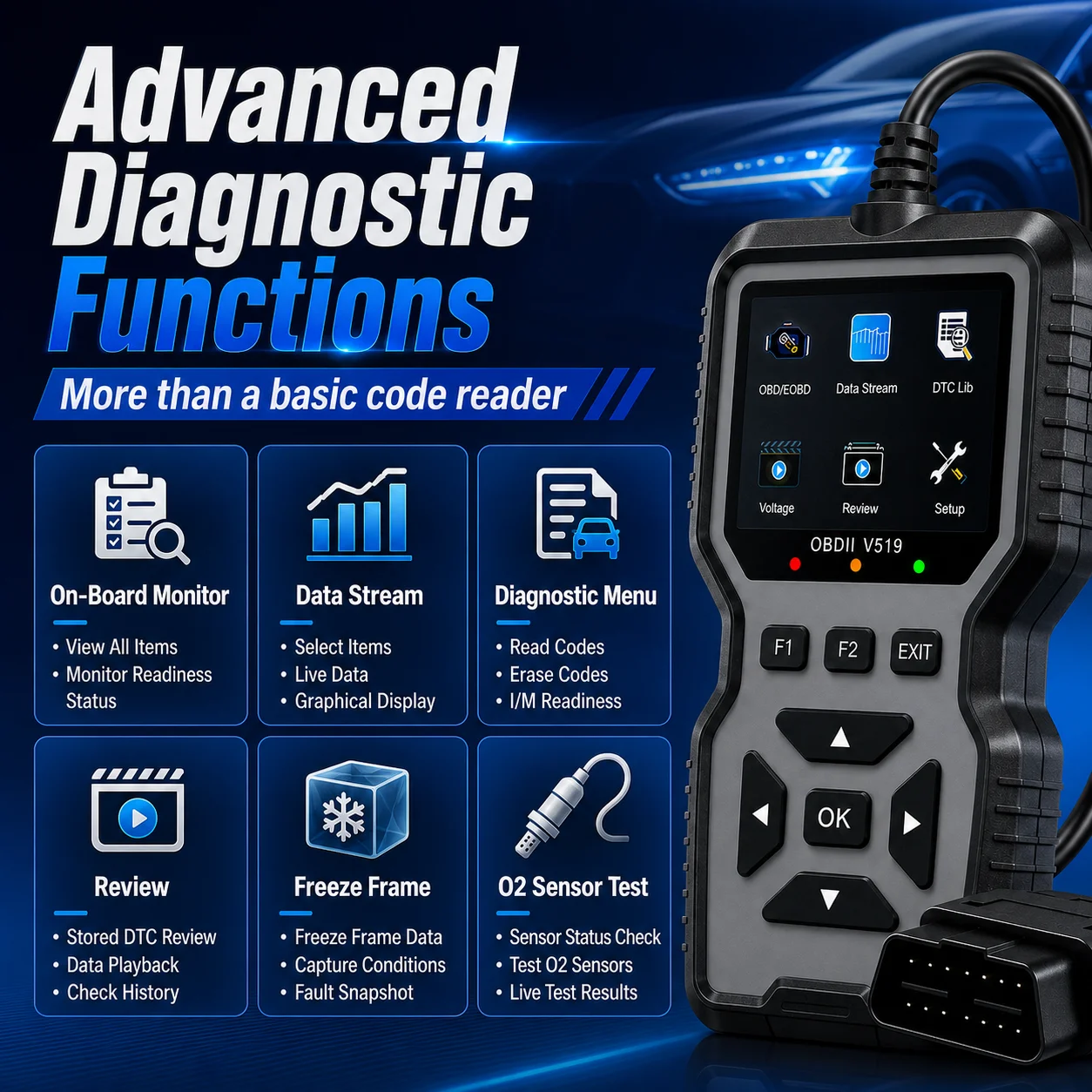 Professional Heavy-Duty Vehicle Diagnostic Tool - Code Reader & Resetter with Real-Time Data Stream, No Battery Needed, Compact & Durable Design for Mechanics & DIY Repairs