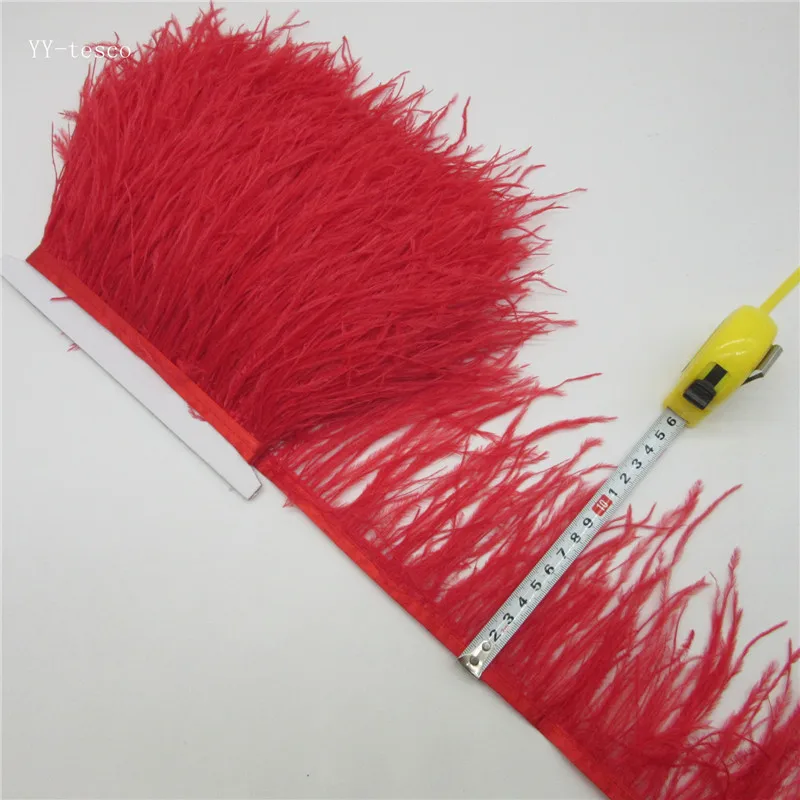 

Оптовая продажа, 10 ярдов, 4/6 дюймов, лента с красными страусиными перьями, отделка бахромой для свадебной юбки, украшение для платья, аксессуары для одежды «сделай сам»