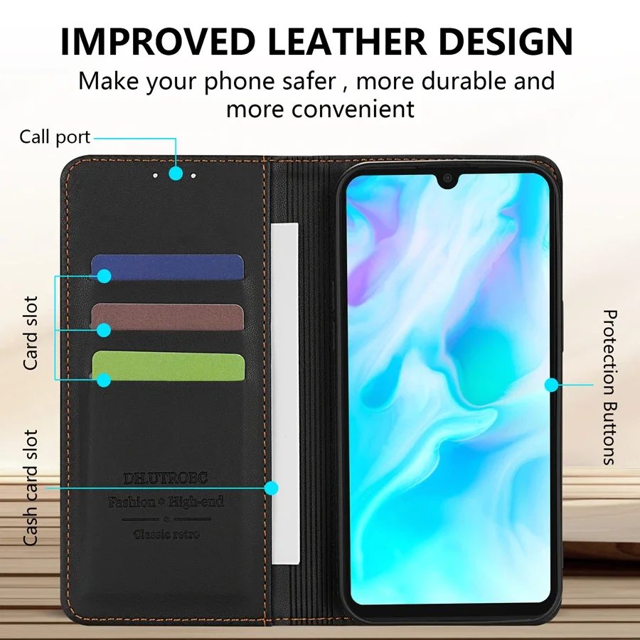 Luxurious Magnetic Flip Leather Wallet Case with Card Slot - Skin Friendly & Durable