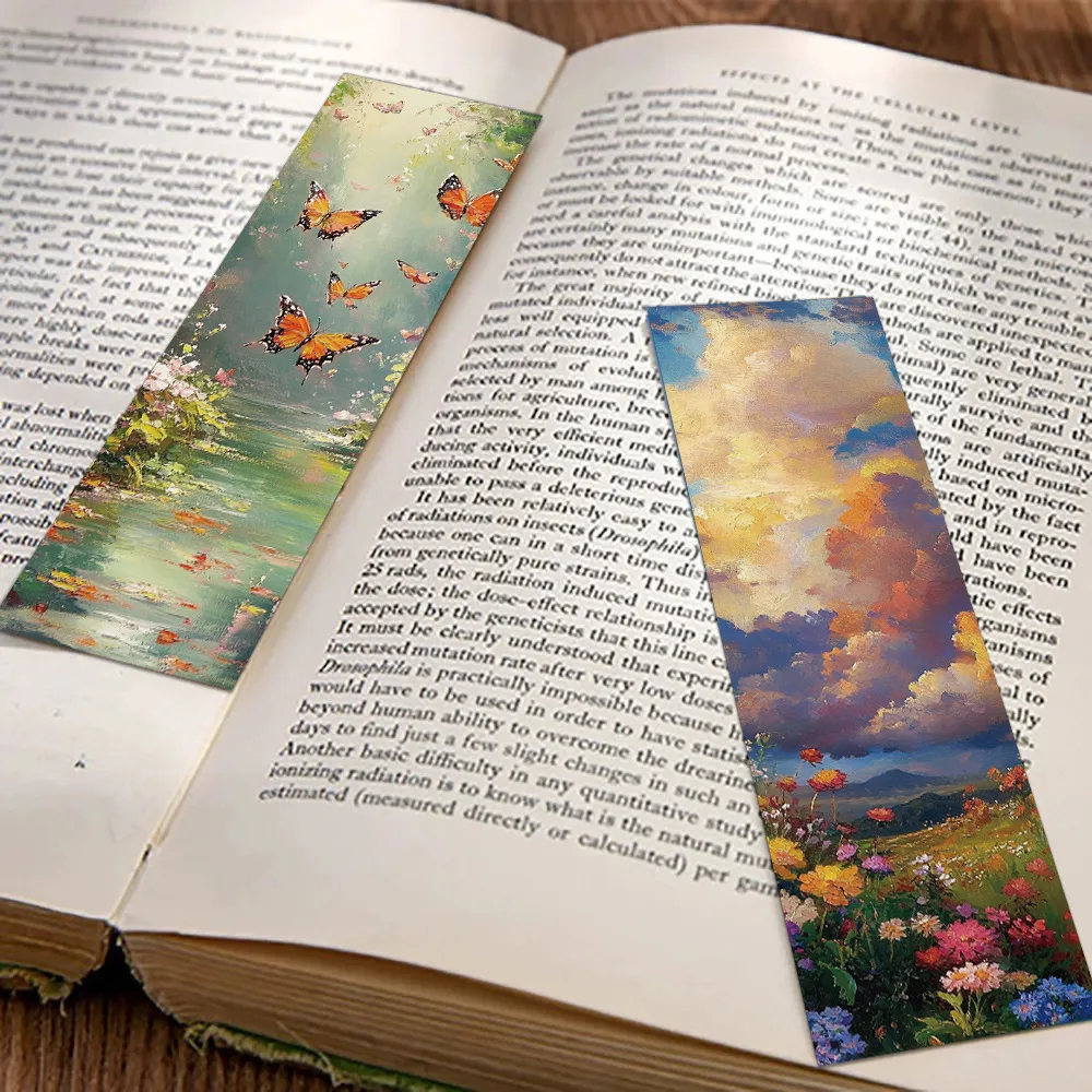 30pcs Creative Romantic Oil Painting Bookmarks Reading Pages Books Labeled Paper Card School Stationary Supplies DIY Bookmarks