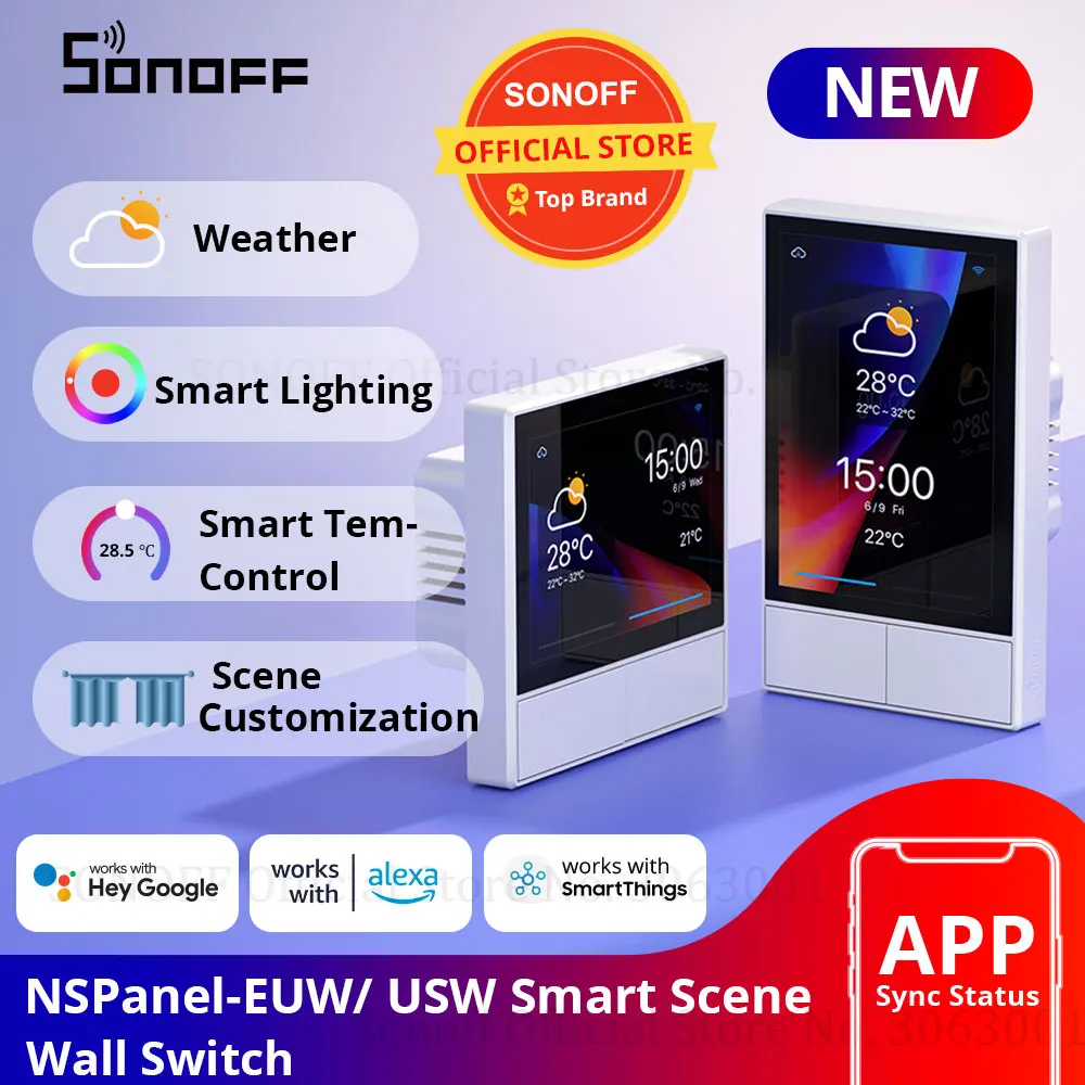 SONOFF NS Panel White Smart Scene Wall Switch EU/ US Wifi Smart Thermostat Display Switch Control Works with Alexa Google Home
