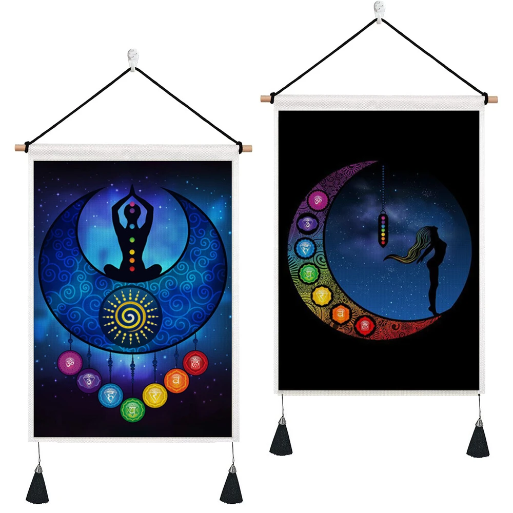 

Chakra Tapestry Trippy Yoga Meditation Tapestry Lotus Tapestries Hippie Tapestry Wall Hanging for Room 13.8 x 19.7 Inches GT707