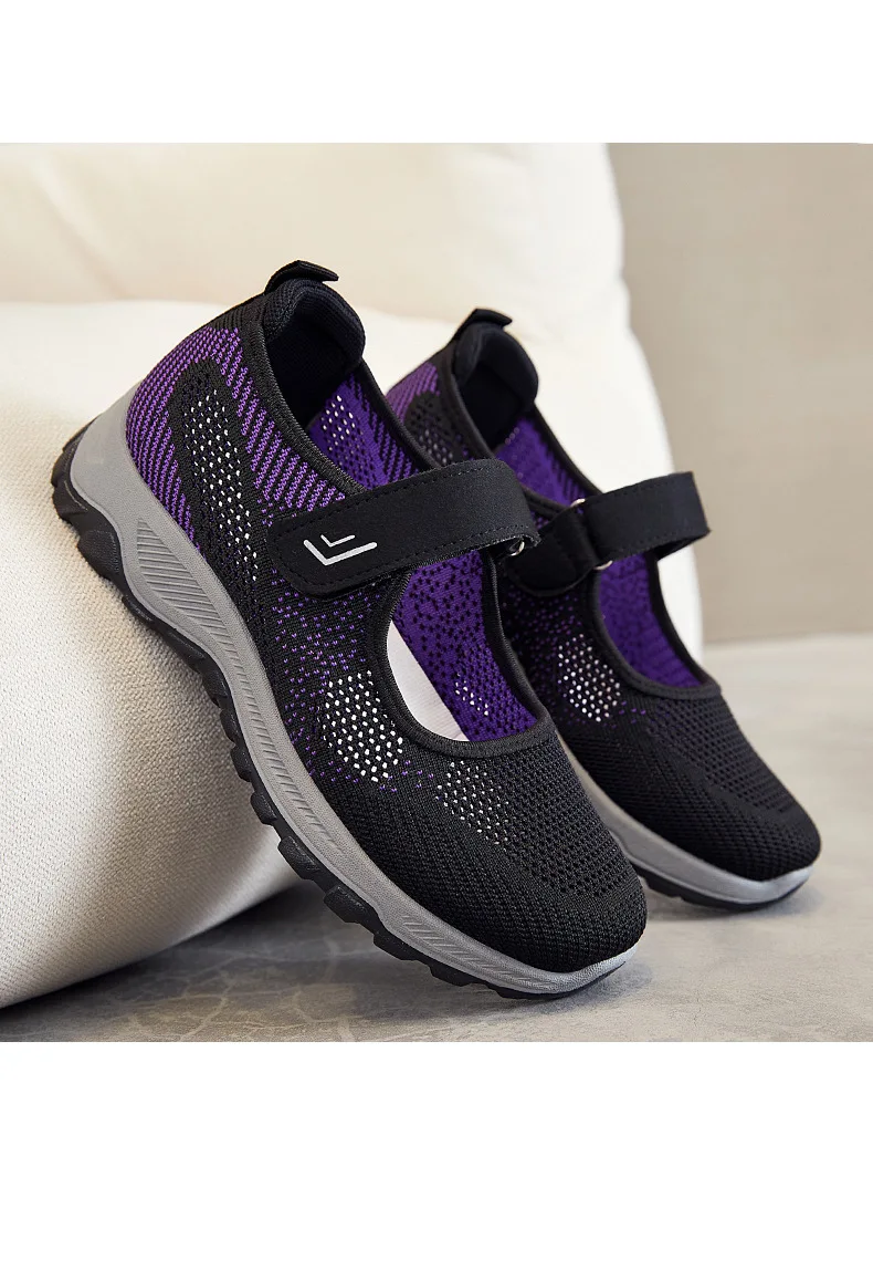 Women's Walking Outdoors Casual Soft Bottom Mom Shoes Fashion Socks Sneakers Comfortable Hollow Solid Sport Shoes