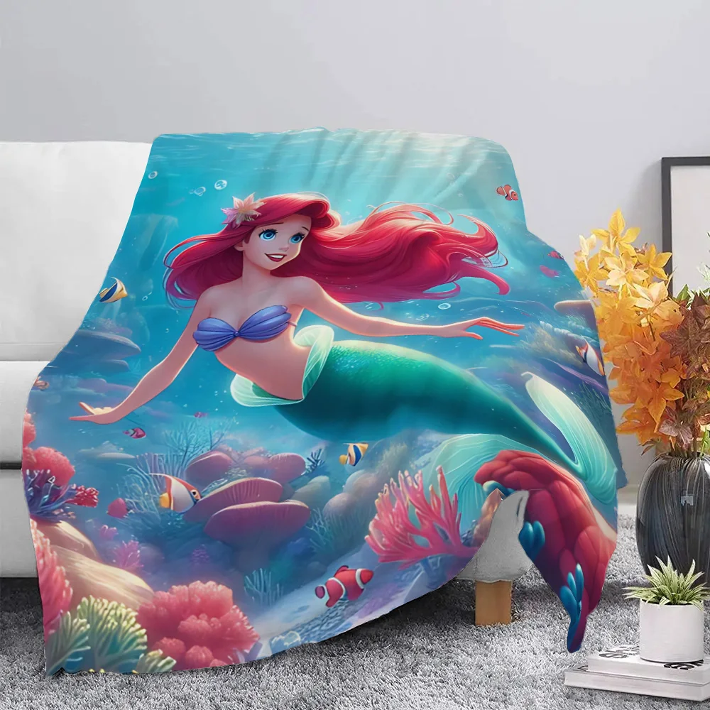 Disney Mermaid Princess Ariel Printed Blanket Picnic Blankets Warm Soft and Comfortable Blanket Home Travel Birthday Gift 5