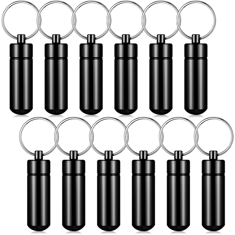 

12Pcs Pill Holder Keychain Waterproof Pill Fob Case Box