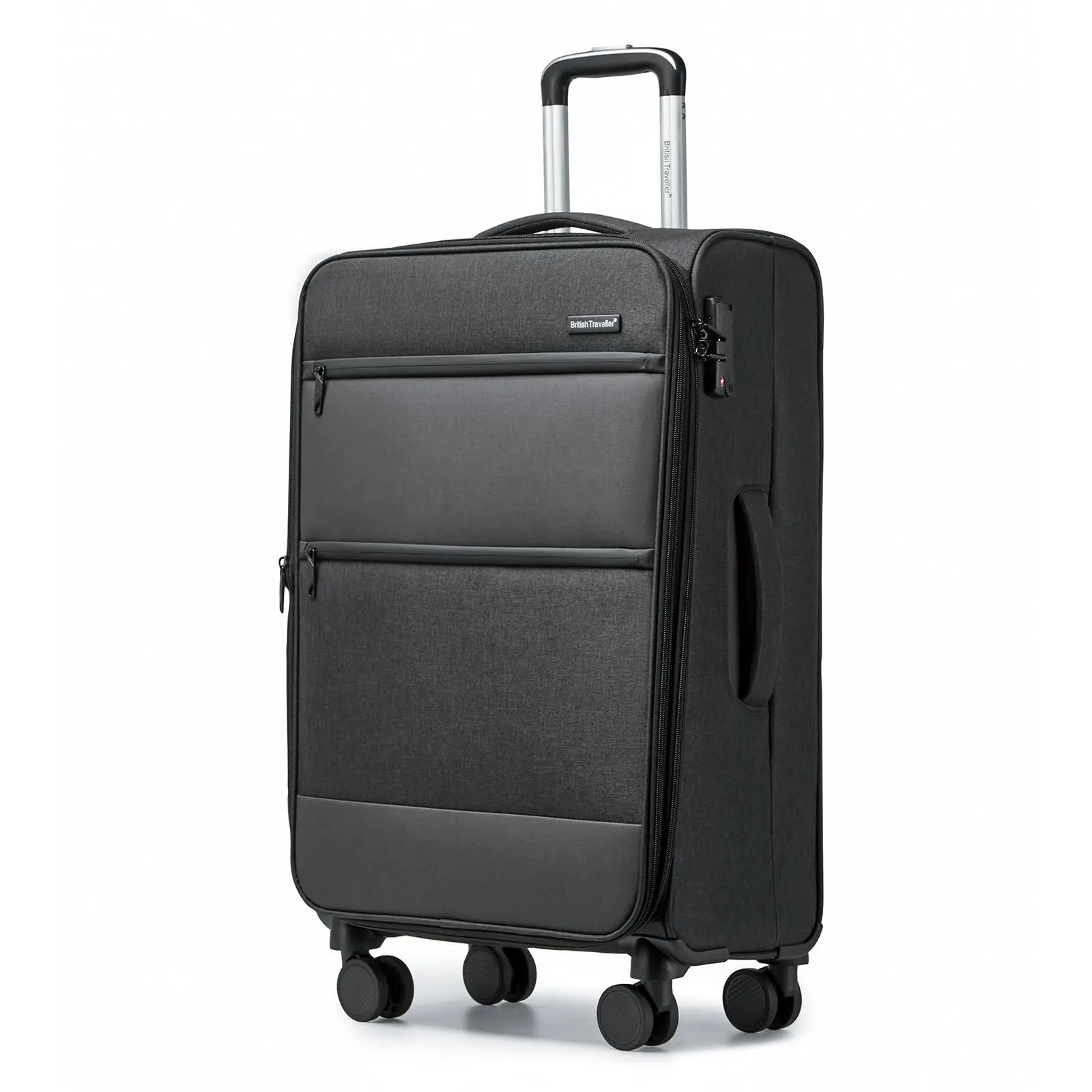 British Traveller Cargo Case 53.5x40x21cm Lightweight hand luggage 4 Rolls TSA Lock Soft Luggage fabric