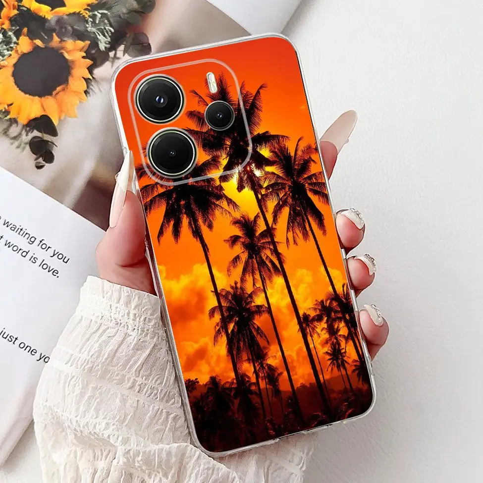 Clear Aesthetic Luxury Cute Cat & Floral Painted Soft Phone Case Cover