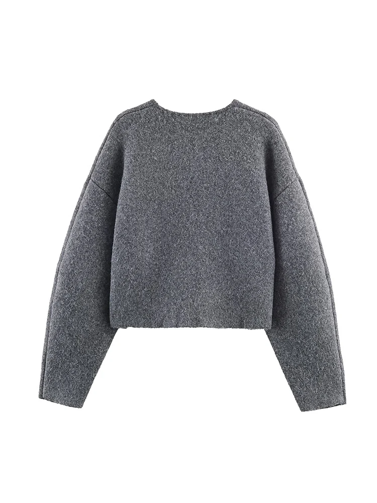 Autumn Winter Women Sweater Coats Fashion Solid Color Long Sleeve V-neck Loose Knitted Jackets Casual Knitted Cardigans Lady