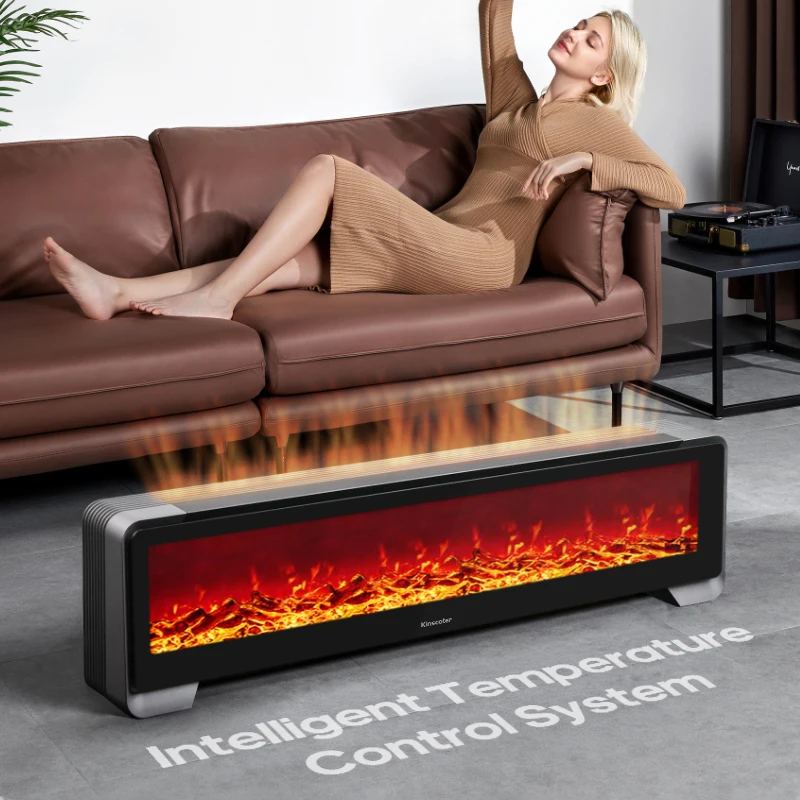 KINSCOTER Baseboard Heater 2000W Simulated Fireplace Home Electric Space Convector Heater Auto Thermostatic for Living Bedroom 2