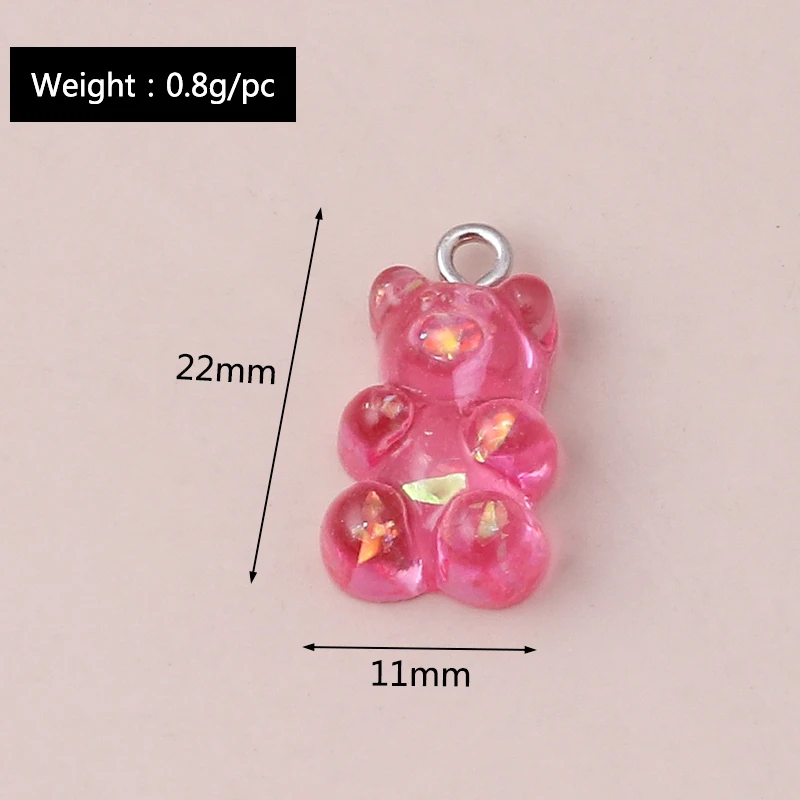 Jewelry Charms Resin Charms Fashion Jewelry Accessories 10pcs 22X11mm Resin Sequins Gummy Bear Charms For Jewelry Making Cartoon Earrings Pendants Necklaces Bracelets DIY Accessories
