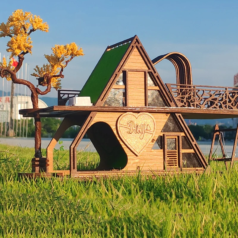 DIY Wooden Miniature Model Kit Tree House Cottage Casa Doll Houses 3D Puzzle Dollhouse With Furniture for Friends Birthday Gifts 4
