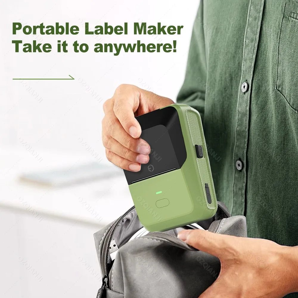 2inch Mini Thermal Label Printer 3Rolls Color Sticker Portable Wireless Bluetooth Cable Labeling Machine for 20-50mm Paper Rolls