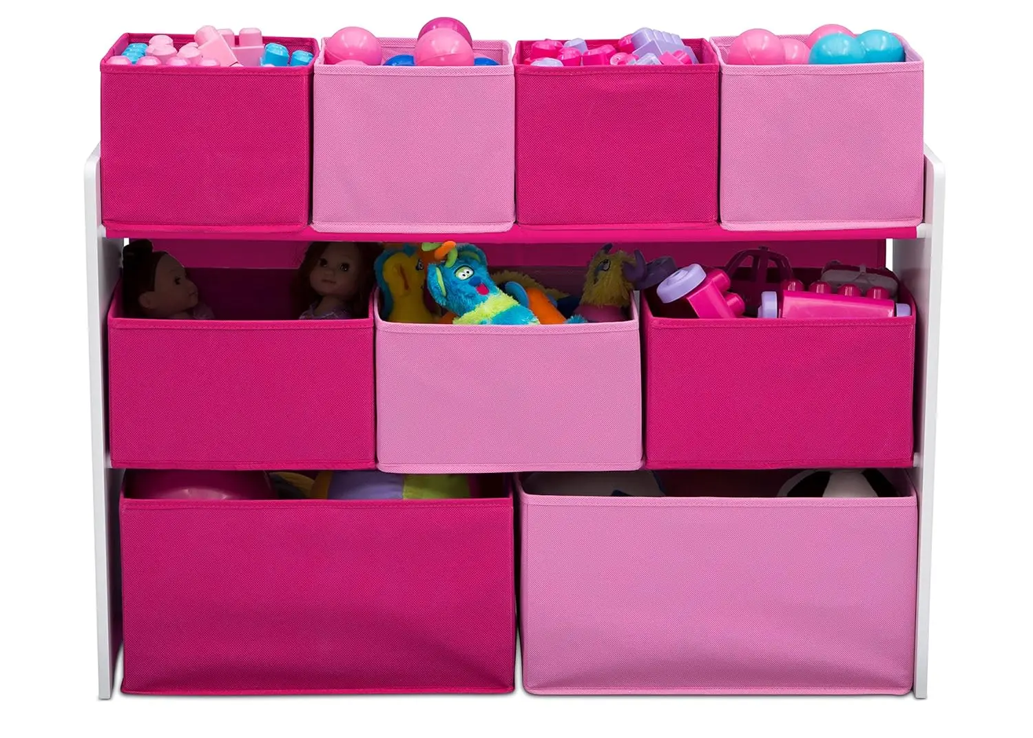 Children Deluxe Multi-Bin Toy Organizer with Storage Bins, White/Pink Bins， home organization and storage 3