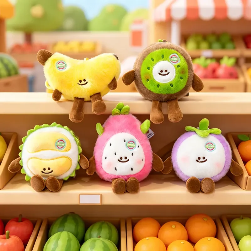 귀여운 과일 플러시 백팩 펜던트 카와이 봉제 음식 인형 망고 바나나 키위 두리안 용과 부드러운 솜털 플러시 인형 선물