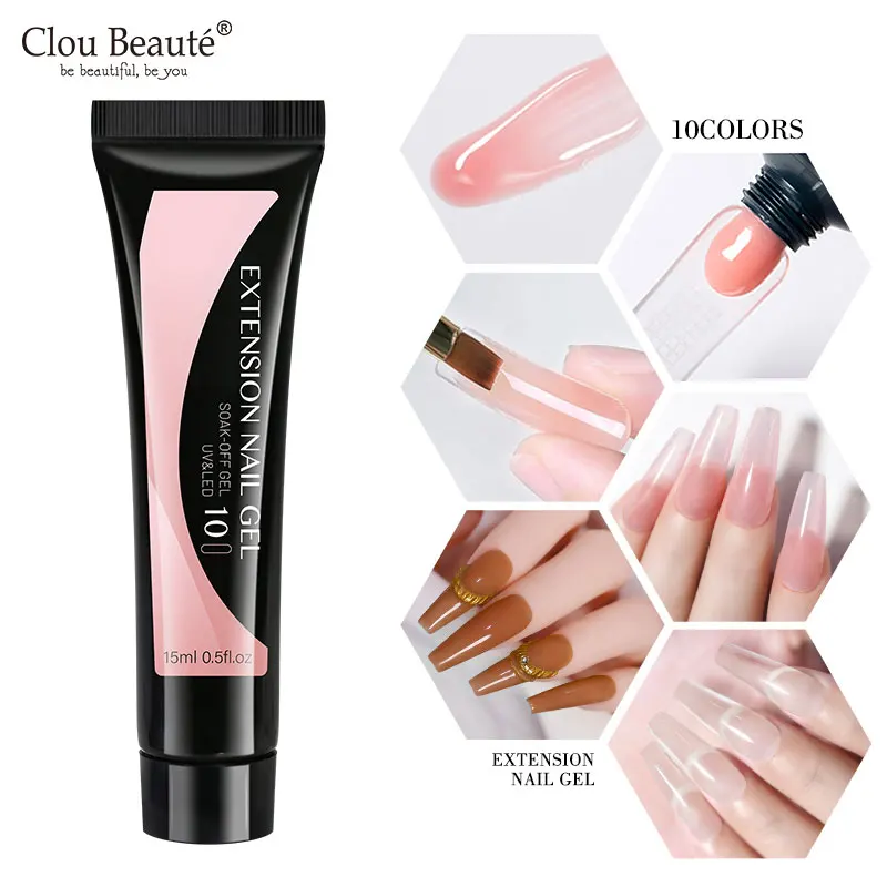 

Clou Beaute 15 мл Быстрый гель для наращивания ногтей акриловый удлиняющий Быстрый дизайн ногтей Полупостоянный DIY светодиодный УФ для дизайна ногтей