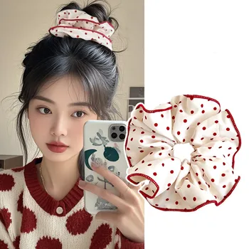 2025 Cute Dot Plaid Scrunchies Women Girls Elastic Hair Rubber Bands Accessories Tie Hair Ring Rope Headdress Headwear Ornament 1