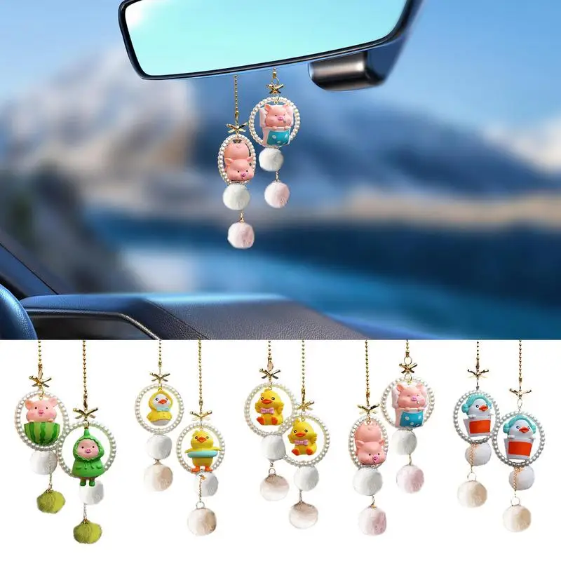 

Car Rearview Mirror Hanging Car Charm Cartoon Ornaments Car Rearview Mirror Decoration Good Luck Charm Keychains Car Accessories